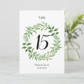 Waterverf Greenery Groene krans Tafelnummers (Staand voorkant)