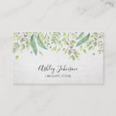 Waterverf Greenery Hand Lettered Typografie Visitekaartje (Voorkant)