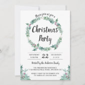 Waterverf Greenery Holly Wreath kerstparty Kaart (Voorkant)