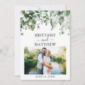 Waterverf Greenery Ivy Ferns Sage Green Save The Date (Voorkant)