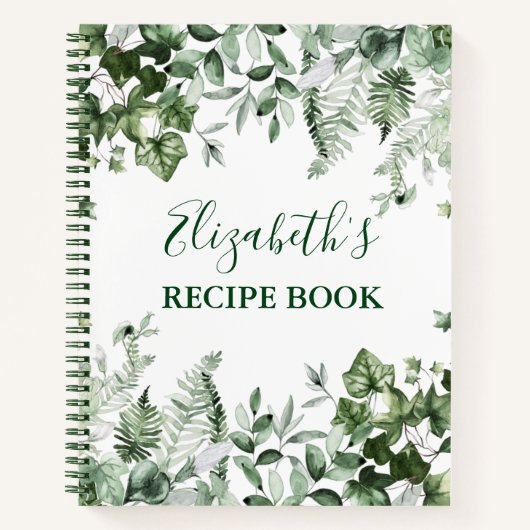 Waterverf Greenery Ivy Ferns Sage Recipe Notitieboek (Voorkant)
