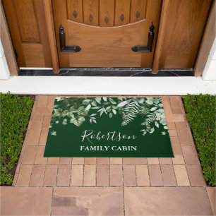 Waterverf Greenery Ivy Sage Ferns Family Cabin Deurmat
