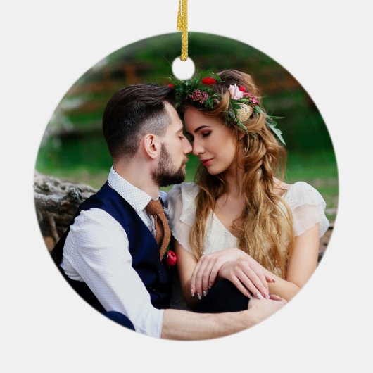 Waterverf Greenery kerstbessen PHOTO BACK Keramisch Ornament (Achterkant)