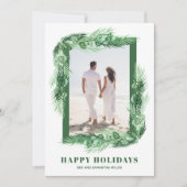 Waterverf Greenery kerstfoto Feestdagenkaart (Voorkant)