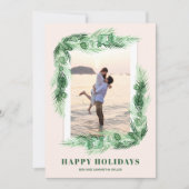 Waterverf Greenery kerstfoto Feestdagenkaart (Voorkant)