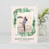 Waterverf Greenery kerstfoto Feestdagenkaart (Staand voorkant)