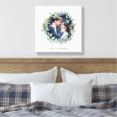 Waterverf Greenery Krans met Blauw | Foto Canvas Afdruk (Insitu (Slaapkamer))