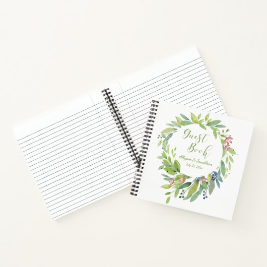 Waterverf Greenery laat Floral Guest Book | Notitieboek (Binnen)