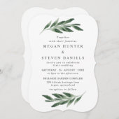 Waterverf Greenery Leaf Modern Spring Wedding Kaart (Voorkant / Achterkant)