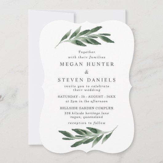 Waterverf Greenery Leaf Modern Spring Wedding Kaart (Voorkant)