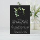 Waterverf Greenery Leaf Wreath Black behuizing RSVP Kaartje (Staand voorkant)