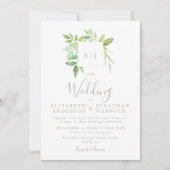 Waterverf Greenery Leaf Wreath Wedding Invitation Kaart (Voorkant)