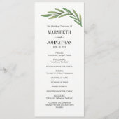 Waterverf Greenery Leaves Wedding Program Card Programma (Voorkant)