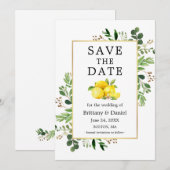 Waterverf Greenery Lemons sparen de Kaart van de D (Voorkant / Achterkant)