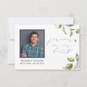Waterverf Greenery Memorial Foto Bedankkaart (Achterkant)