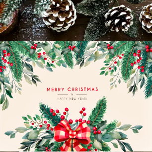 Waterverf greenery Merry Kerstmis Kaart