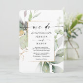 Waterverf Greenery met Gold We Wedding Kaart (Staand voorkant)