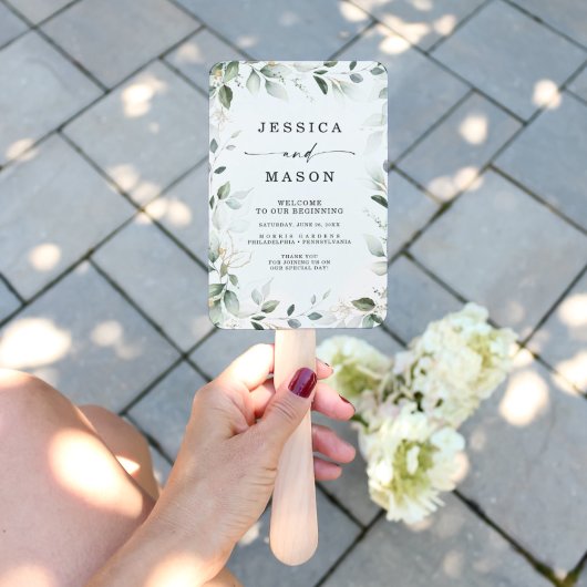 Waterverf Greenery met Gold Wedding Hand Fan Handwaaier