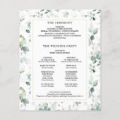 Waterverf Greenery met Gold Wedding Programma's Flyer (Achterkant)