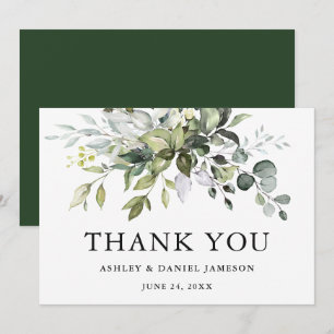 Waterverf Greenery Modern Elegant Wedding Bedankkaart