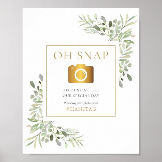 Waterverf Greenery Oh Snap Sign Poster (Voorkant)