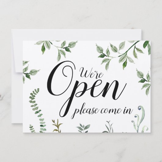 Waterverf Greenery Open Closed Sign (Voorkant)