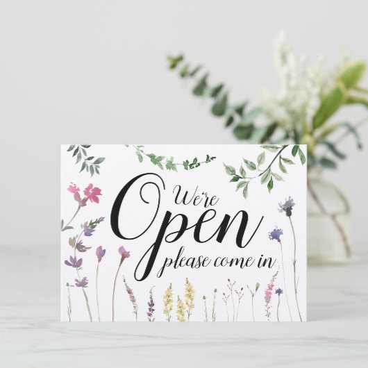 Waterverf Greenery Open Closed Spring Summer Sign (Staand voorkant)