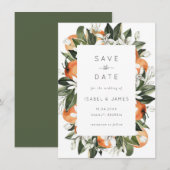 Waterverf Greenery Oranje Blossom Botanisch Save The Date (Voorkant / Achterkant)