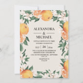 Waterverf Greenery Oranje Blossom Modern Wedding Kaart (Voorkant)