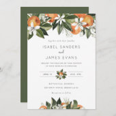 Waterverf Greenery Oranje Blossom Modern Wedding Kaart (Voorkant / Achterkant)