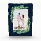 Waterverf Greenery over Navy Blue Fotoblokken (Voorkant)