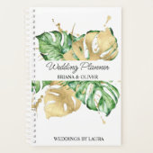 Waterverf Greenery Palm Gold Tropical Wedding Planner (Voorkant)