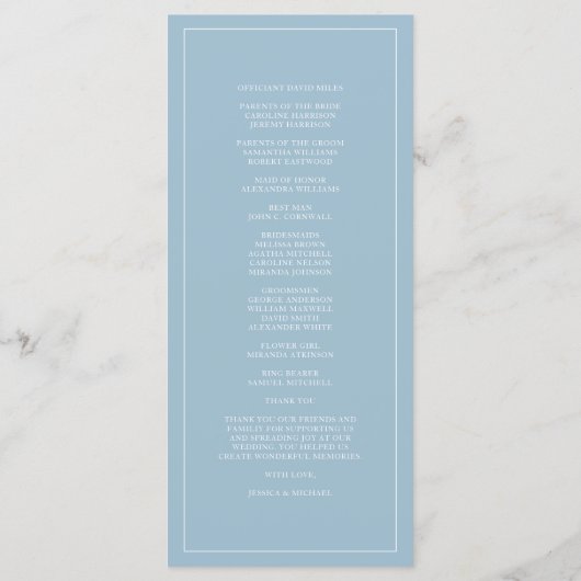 Waterverf Greenery Peach Rozen Dusty Blue Wedding Programma (Achterkant)