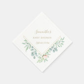 Waterverf Greenery Peach Rozen Floral Baby shower Servet (Hoek)