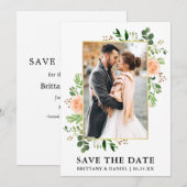 Waterverf Greenery Peach Rozen sparen de Kaart van (Voorkant / Achterkant)