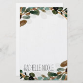 Waterverf Greenery Personalized Briefpapier (Voorkant / Achterkant)