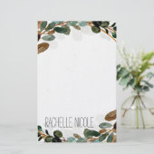Waterverf Greenery Personalized Briefpapier (Staand voorkant)
