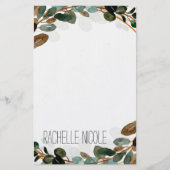 Waterverf Greenery Personalized Briefpapier (Voorkant)