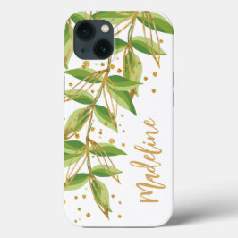 Waterverf Greenery Personalized iPhone 13 Hoesje
