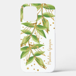 Waterverf Greenery Personalized iPhone 12 Hoesje