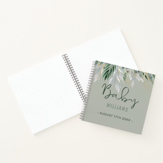 Waterverf Greenery Personalized Memory Baby Book Notitieboek (Binnen)