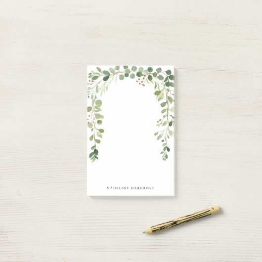 Waterverf Greenery Personalized Post-it® Notes (Op bureau)