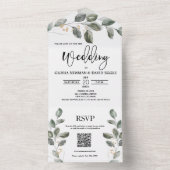 Waterverf Greenery QR code allen in één uitnodigin All In One Uitnodiging (Binnen)