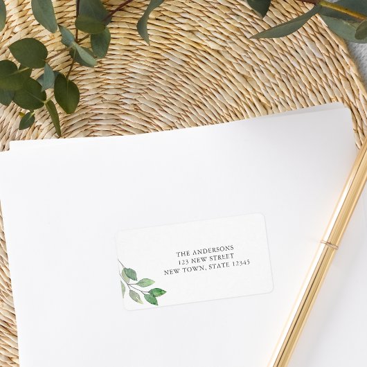 Waterverf Greenery Return-adres Etiket