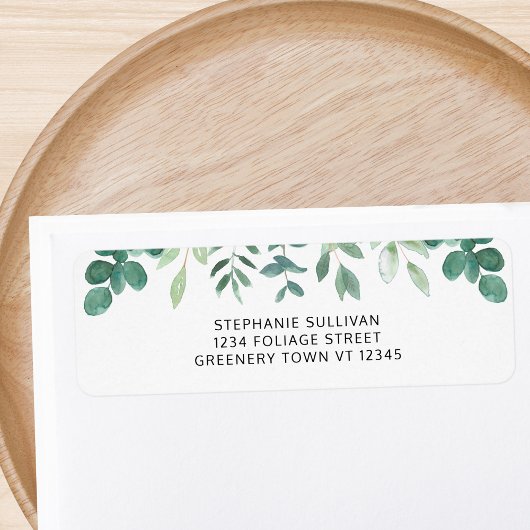Waterverf Greenery Return-adres Etiket