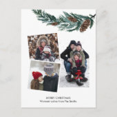 Waterverf Greenery Rustic Green Pine Cone Bough Feestdagenkaart (Voorkant)