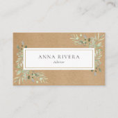 Waterverf Greenery Rustic Kraft Professional Visitekaartje (Voorkant)