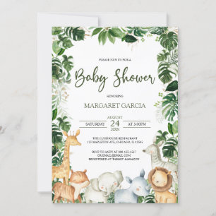 Waterverf Greenery Safari Animals Boy Baby shower Kaart