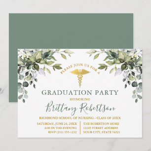 Waterverf Greenery Sage Green Medical Afstudeerder Kaart