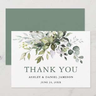 Waterverf Greenery Sage Green Wedding Bedankkaart